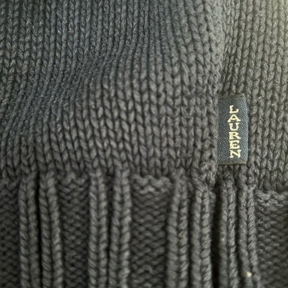 VINTAGE LAUREN RALPH LAUREN NAVY BLUE KNIT 4-BUTTON COLLARED SWEATER, SIZE L - Picture 7 of 8